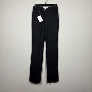 Diane Firsten Womens Size 38 Straight Leg Pants Black Virgin Wool Lycra Blend